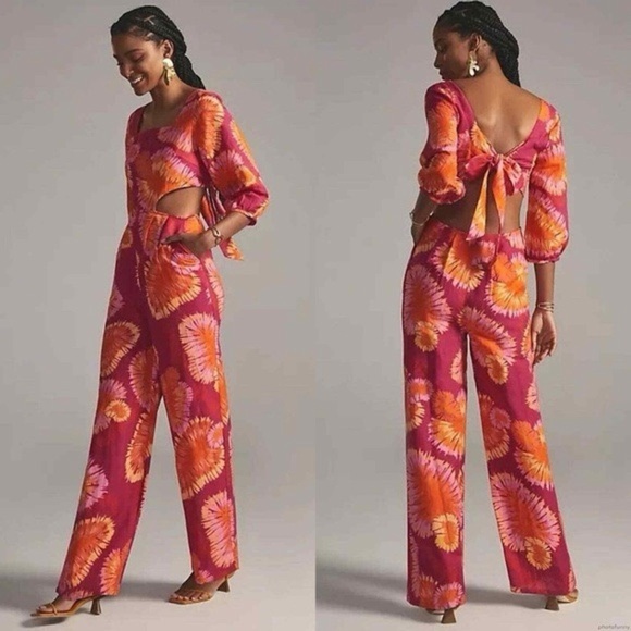 FARM Rio Pants - Farm Rio Tropical Tie-Dye Cutout Romper | Size Large